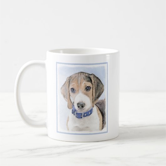 Beagle Malerei - Niedliche Original Hunde Kunst Kaffeetasse (Links)