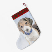 Beagle Malerei - Niedliche Original Hunde Kunst Kleiner Weihnachtsstrumpf (Rückseite (Hängend))