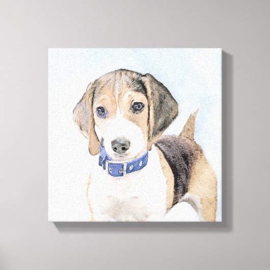 Beagle Malerei - Niedliche Original Hunde Kunst Leinwanddruck (Vorderseite)