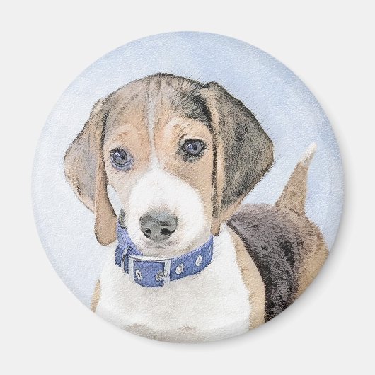 Beagle Malerei - Niedliche Original Hunde Kunst Magnet (Vorne)