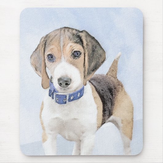 Beagle Malerei - Niedliche Original Hunde Kunst Mousepad (Vorne)