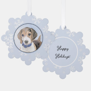 Beagle Malerei - Niedliche Original Hunde Kunst Ornament Karte