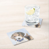 Beagle Malerei - Niedliche Original Hunde Kunst Rechteckiger Pappuntersetzer (Vor Ort)