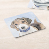 Beagle Malerei - Niedliche Original Hunde Kunst Rechteckiger Pappuntersetzer (angewinkelt)