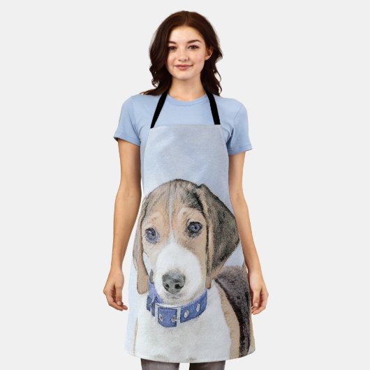 Beagle Malerei - Niedliche Original Hunde Kunst Schürze (Getragen)
