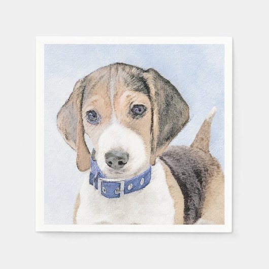 Beagle Malerei - Niedliche Original Hunde Kunst Serviette (Vorderseite)