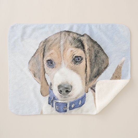 Beagle Malerei - Niedliche Original Hunde Kunst Sherpadecke (Vorderseite (Horizontal))