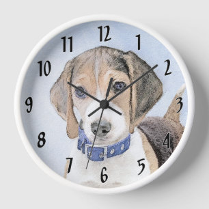 Beagle Malerei - Niedliche Original Hunde Kunst Uhr