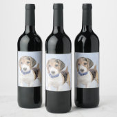 Beagle Malerei - Niedliche Original Hunde Kunst Weinetikett (Flaschen)