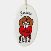 Beagle Mama Herz Hand gezogen Keramik Ornament (Rechts)