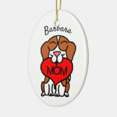 Beagle Mama Herz Hand gezogen Keramik Ornament (Links)