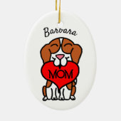 Beagle Mama Herz Hand gezogen Keramik Ornament (Hinten)