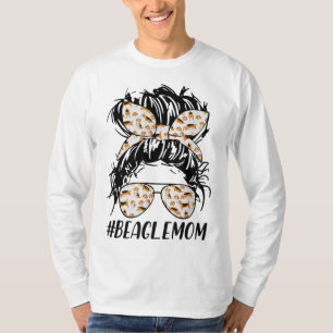 Beagle Mama Messy Bun Hair Dog Mama Hausbesitzer M T-Shirt