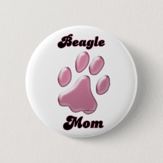 Beagle Mama Rosa Pawprint - Schaltfläche Button (Vorderseite)