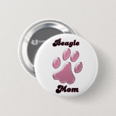 Beagle Mama Rosa Pawprint - Schaltfläche Button (Vorne & Hinten)