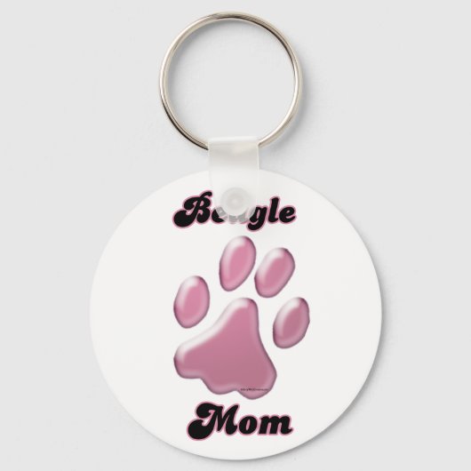 Beagle Mama Rosa Pawprint Schlüsselanhänger (Vorderseite)