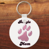 Beagle Mama Rosa Pawprint Schlüsselanhänger (Vorderseite)