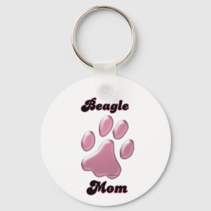 Beagle Mama Rosa Pawprint Schlüsselanhänger