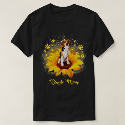 Beagle Mama Sonnenblume mit Hundebütter Muttertag T-Shirt (Design vorne)