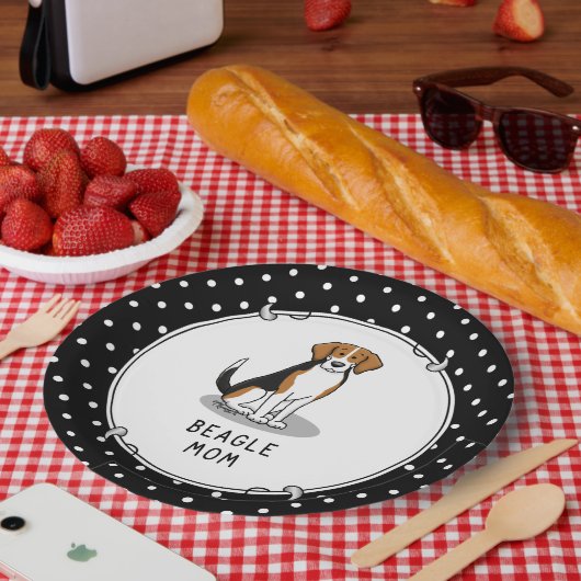 Beagle Mama (Trikolorfarbe 3) Dog Fun Niedlich Dog Pappteller (Picknick)