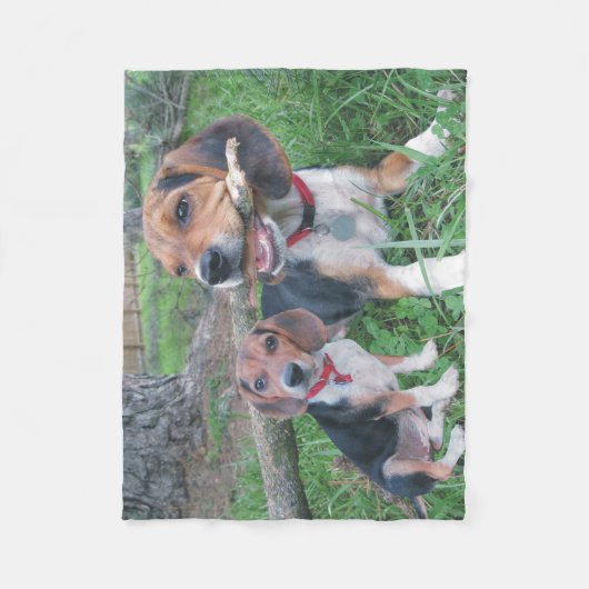 Beagle-Mama-u. Welpen-Kauen-Zeit-Fleece-Decke Fleecedecke (Vorderseite)