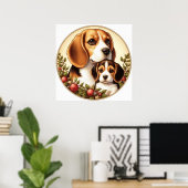 Beagle Mama und Pup 01X Poster (Heimbüro)