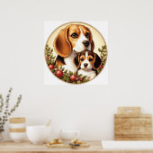 Beagle Mama und Pup 01X Poster (Küche)