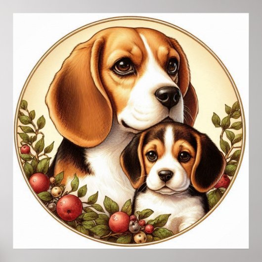 Beagle Mama und Pup 01X Poster (Vorne)