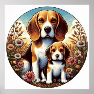 Beagle Mama und Pup 5000 2X Poster