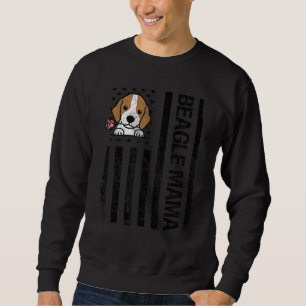 Beagle Mama USA Flag Funny Pet Beagle Owner Mother Sweatshirt