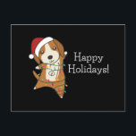 Beagle Merry Christmas Winter Animals Dog Postcard Postkarte<br><div class="desc">The beagle dog on Christmas with fairy lights. Funny animals with gifts and snow for the holidays. Also funny for Christmas in July. Dogs are cute animals and are perfect for Christmas.</div>
