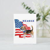 Beagle mit amerikanischer Flagge Postkarte (Stehend Vorderseite)