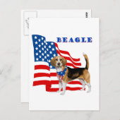 Beagle mit amerikanischer Flagge Postkarte (Vorne/Hinten)