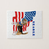 Beagle mit amerikanischer Flagge Puzzle (Horizontal)