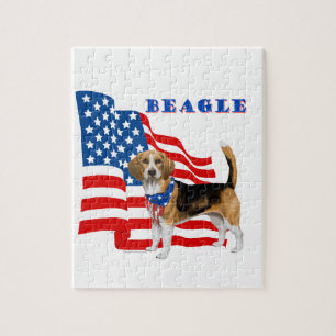 Beagle mit amerikanischer Flagge Puzzle