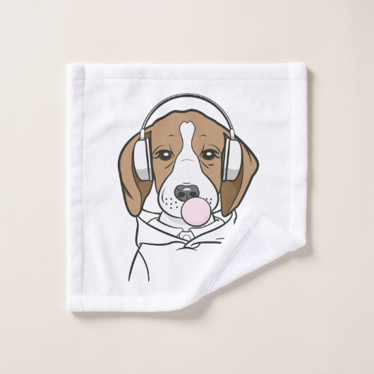 Beagle mit Bubblegum Niedlich Funny Funny Dog Badhandtuch Set (Waschlappen)