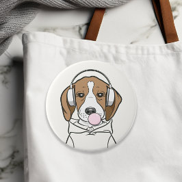 Beagle mit Bubblegum Niedlich Funny Funny Dog Button