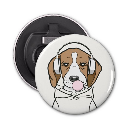 Beagle mit Bubblegum Niedlich Funny Funny Dog Flaschenöffner (Vorderseite)