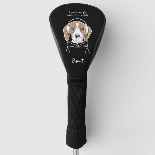 Beagle mit Bubblegum Niedlich Funny Funny Dog Golf Headcover (Vorderseite)