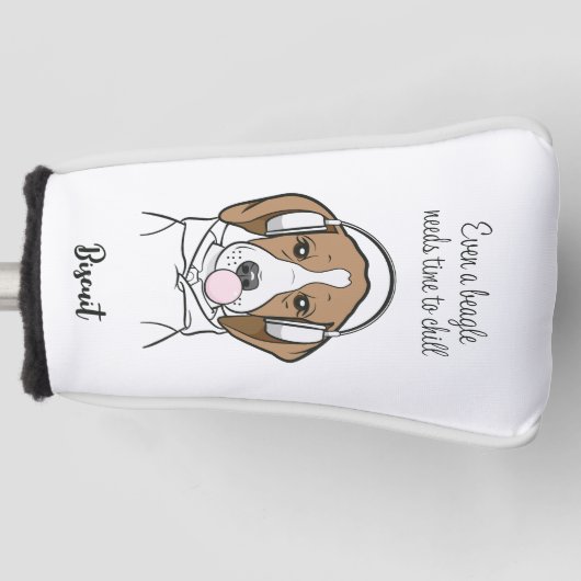 Beagle mit Bubblegum Niedlich Funny Funny Dog Golf Headcover (Vorderseite)