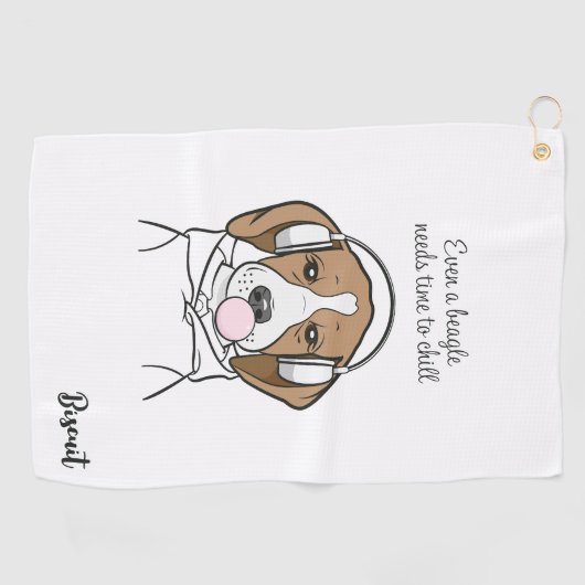 Beagle mit Bubblegum Niedlich Funny Funny Dog Golfhandtuch (Horizontal)