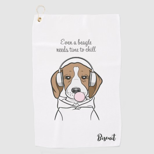 Beagle mit Bubblegum Niedlich Funny Funny Dog Golfhandtuch (Vorderseite)