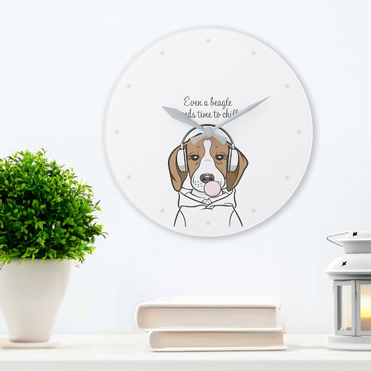 Beagle mit Bubblegum Niedlich Funny Funny Dog Große Wanduhr