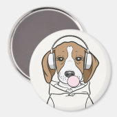 Beagle mit Bubblegum Niedlich Funny Funny Dog Magnet (Vorderseite/Rückseite)