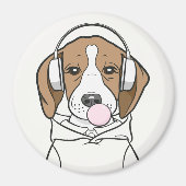 Beagle mit Bubblegum Niedlich Funny Funny Dog Magnet (Vorne)
