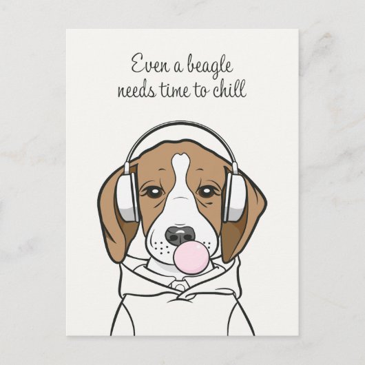 Beagle mit Bubblegum Niedlich Funny Funny Dog Postkarte (Vorderseite)