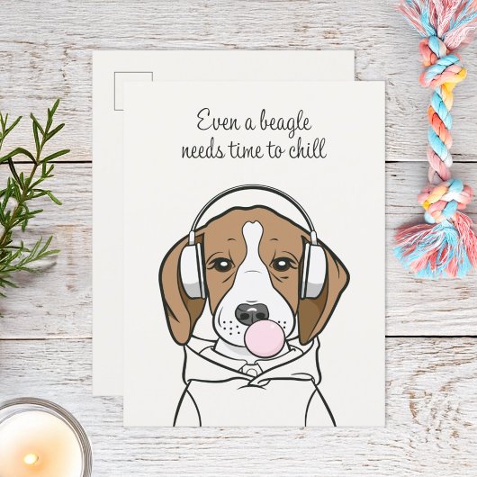 Beagle mit Bubblegum Niedlich Funny Funny Dog Postkarte
