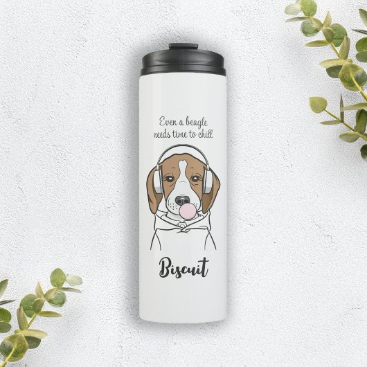 Beagle mit Bubblegum Niedlich Funny Funny Dog Thermosbecher