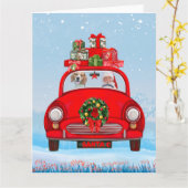 Beagle mit dem Weihnachtsmann im Auto Karte (Gelbe Blume)