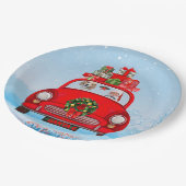 Beagle mit dem Weihnachtsmann im Auto Pappteller (Schrägansicht)